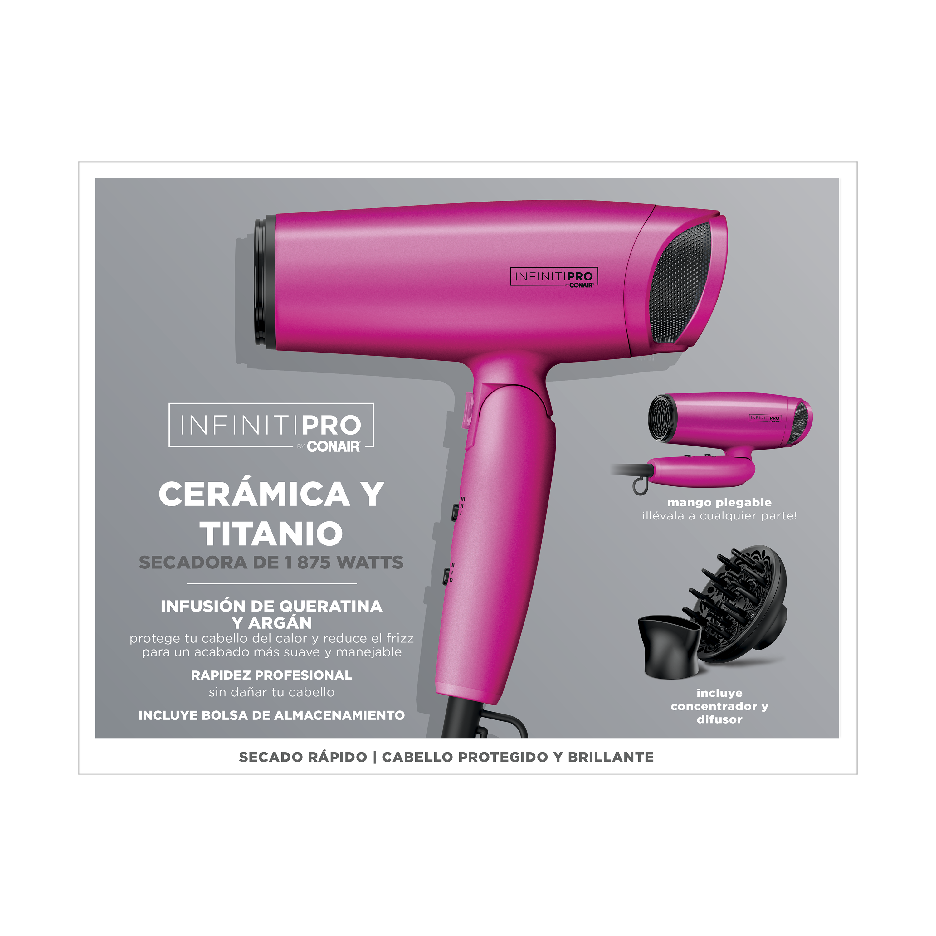 Conair Secadora InfinitiPro Frizz Free Flex con Control de Iones Personalizable- Color Rose Gold (Copy)