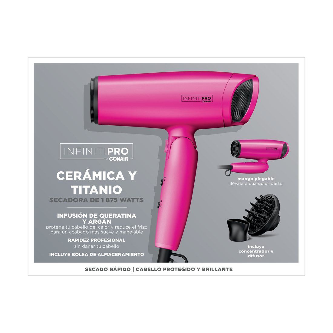 Conair Secadora InfinitiPro Frizz Free Flex con Control de Iones Personalizable- Color Rose Gold (Copy)