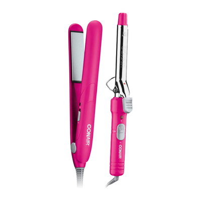 Conair Combo Alaciadora 1” + Tenaza 3/4” para Ondas y Alaciado- Color Rosa
