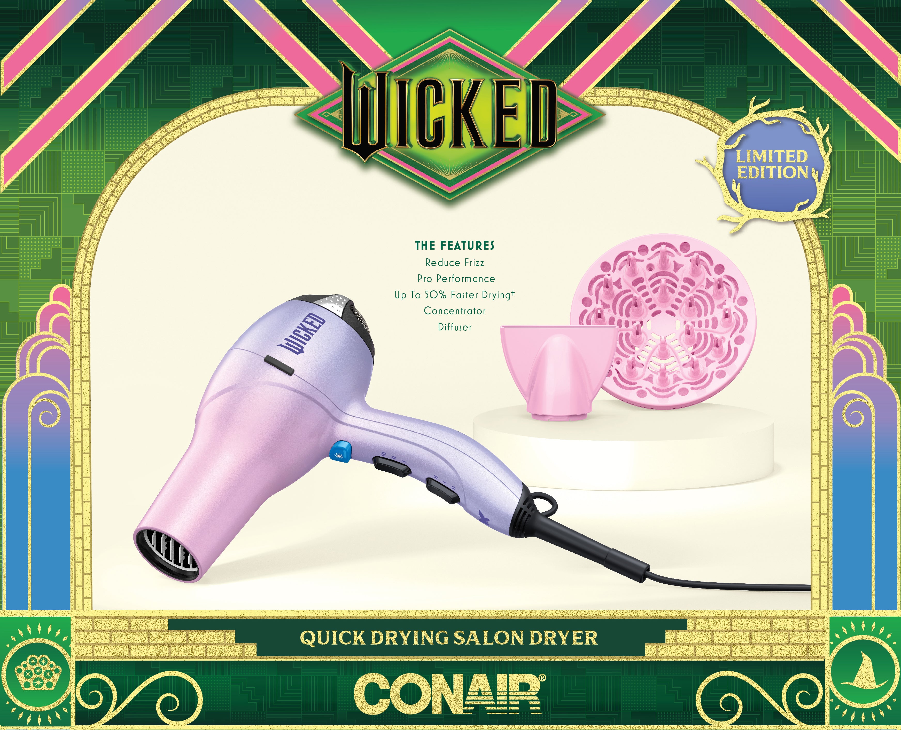 Secadora Quick Drying Edición Especial Wicked Conair Glinda