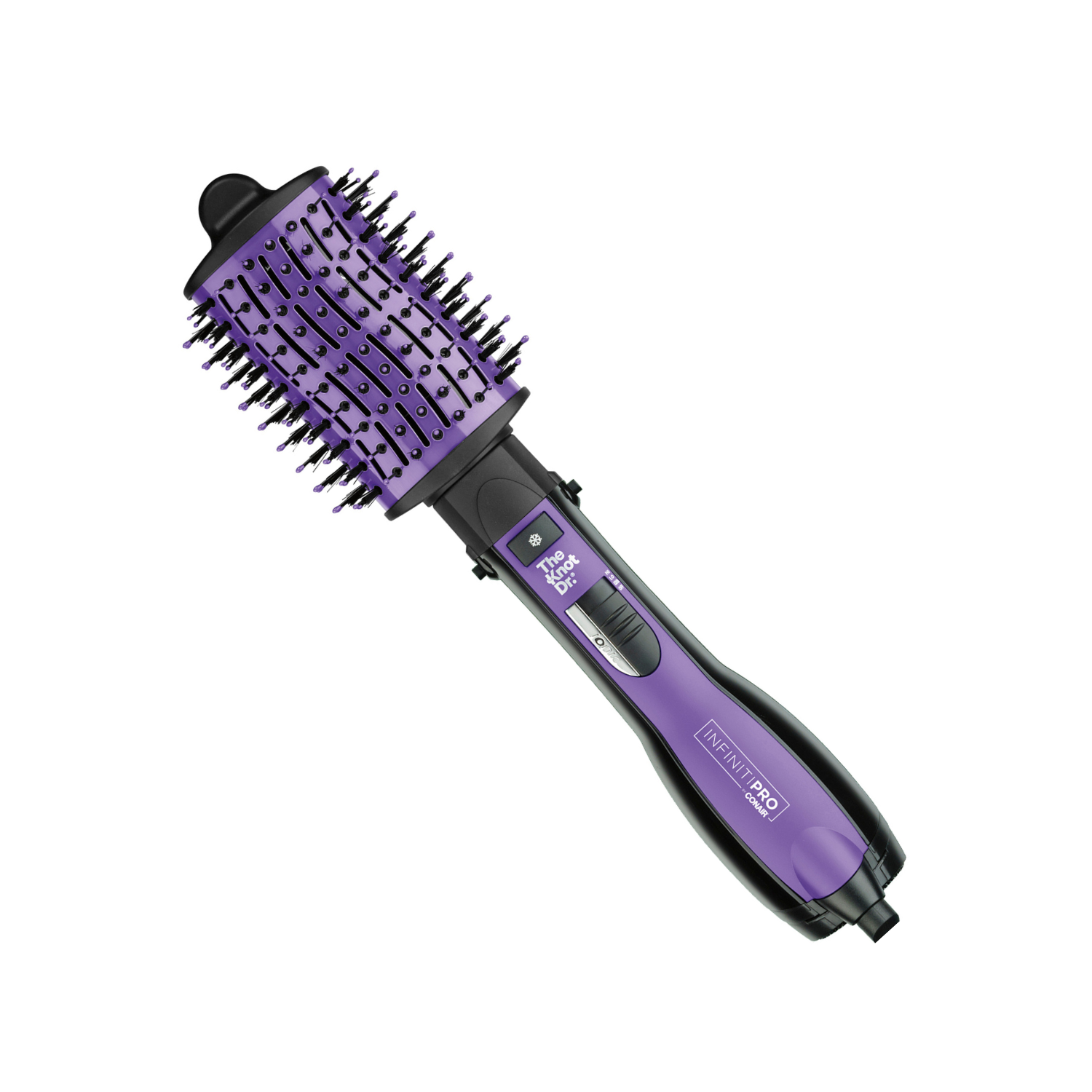 Cepillo de Aire Ovalado Todo en Uno InfinitiPro by Conair con Tecnología The Knot Dr Morado y Negro