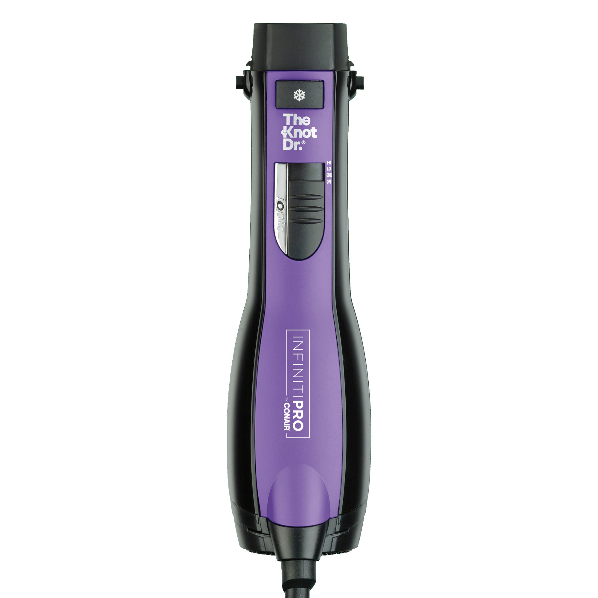 Cepillo de Aire Ovalado Todo en Uno InfinitiPro by Conair con Tecnología The Knot Dr Morado y Negro