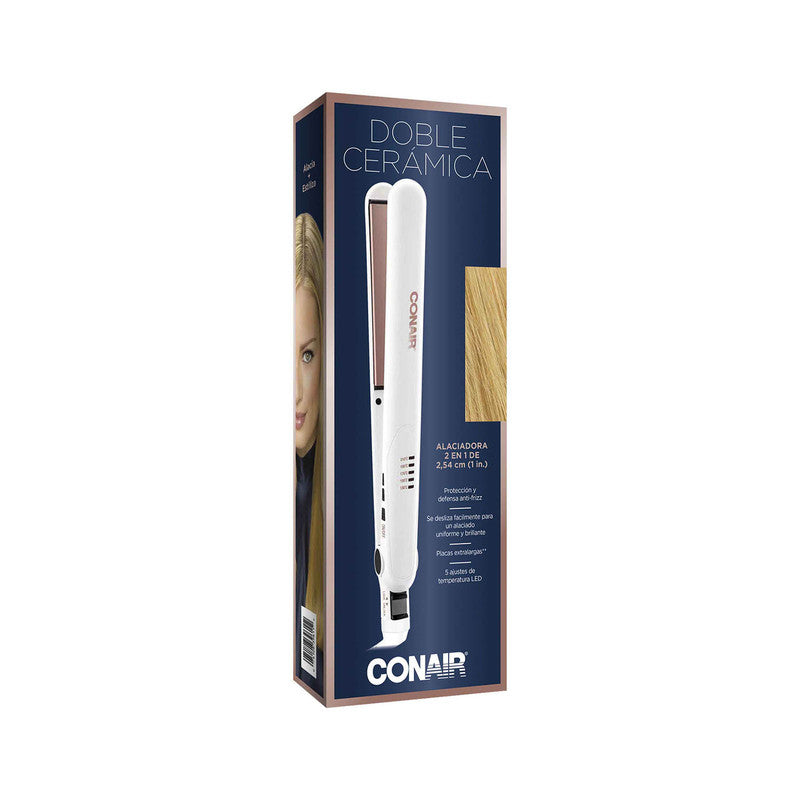 Conair Alaciadora 2 en 1 Placas Extralargas de 1 In- Color Blanco