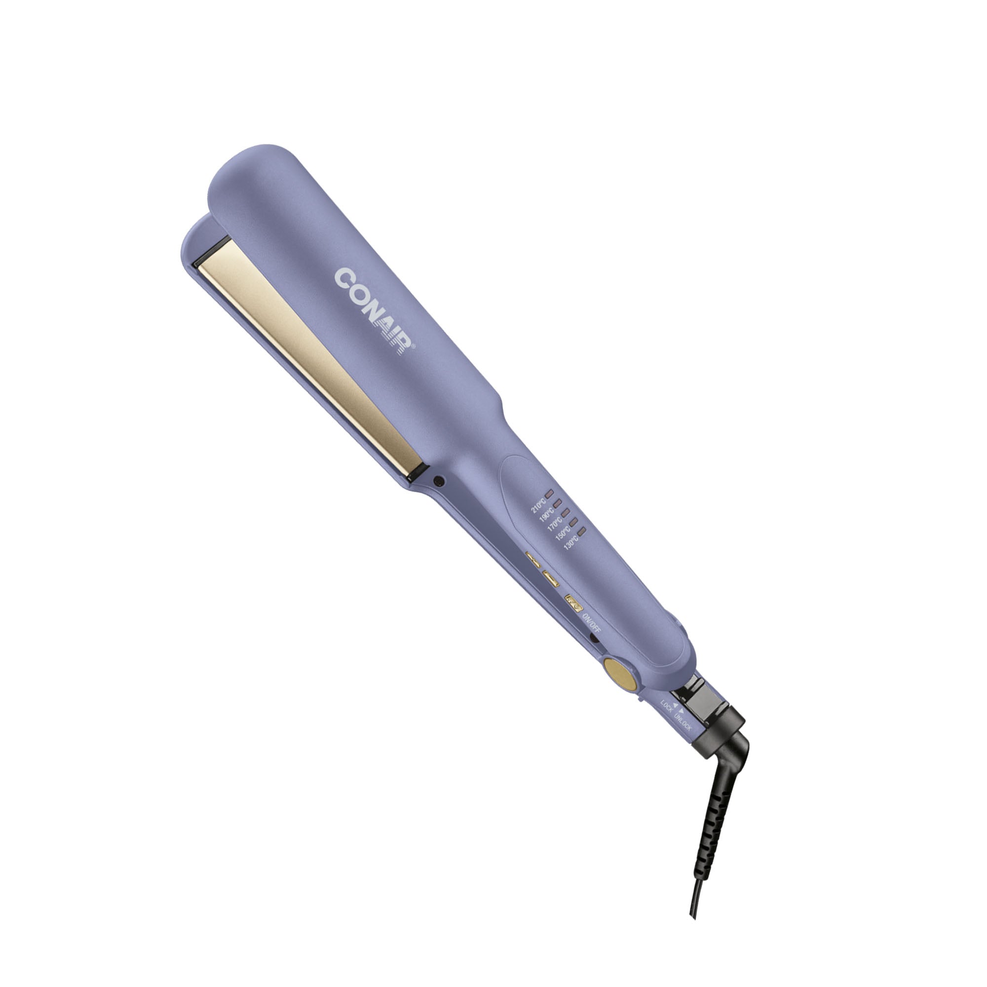 Alaciadora Conair Doble Cerámica Lila con Dorado