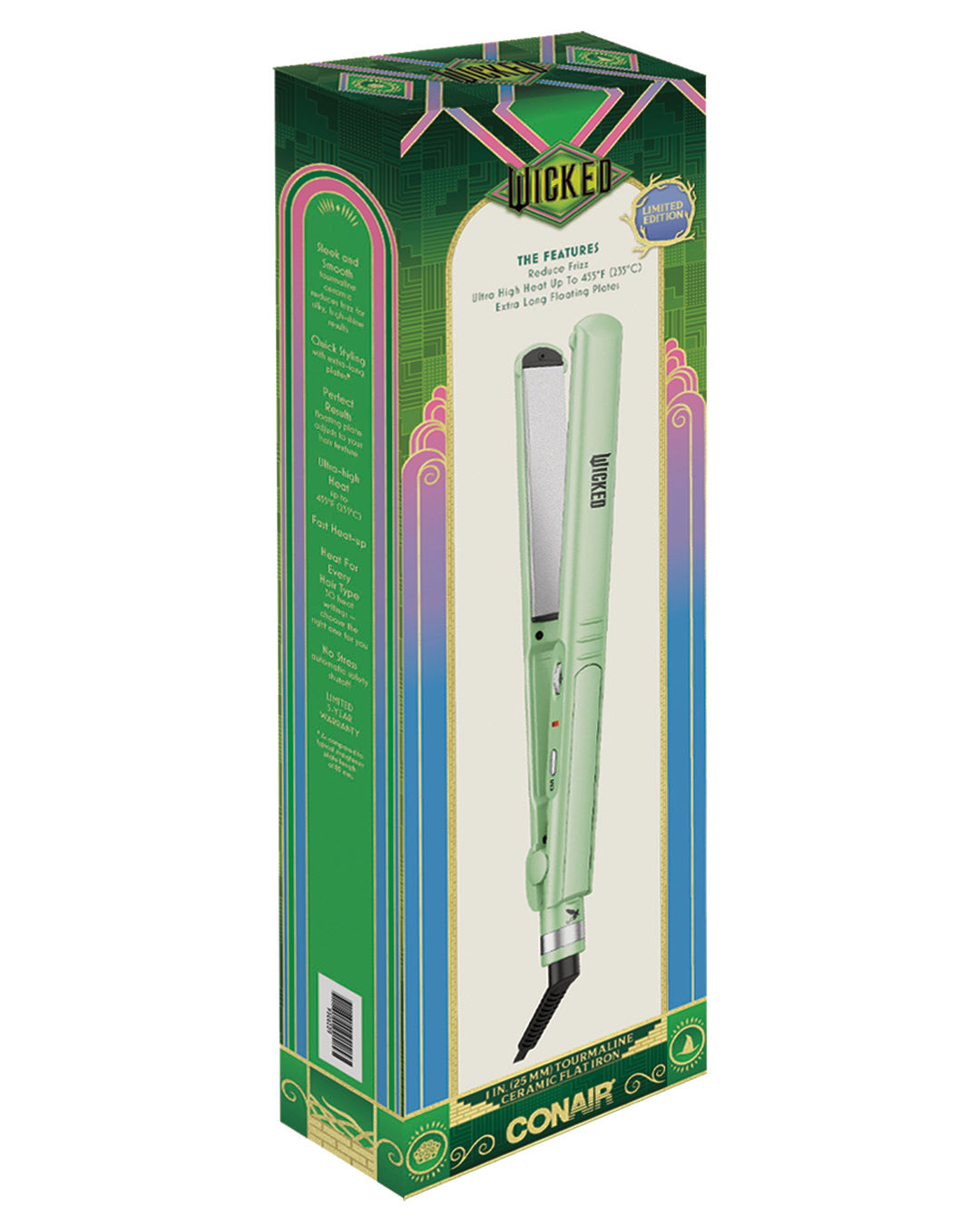 Alaciadora Wicked by Conair Cerámica Turmalina Elphaba 1" – Edición Wicked