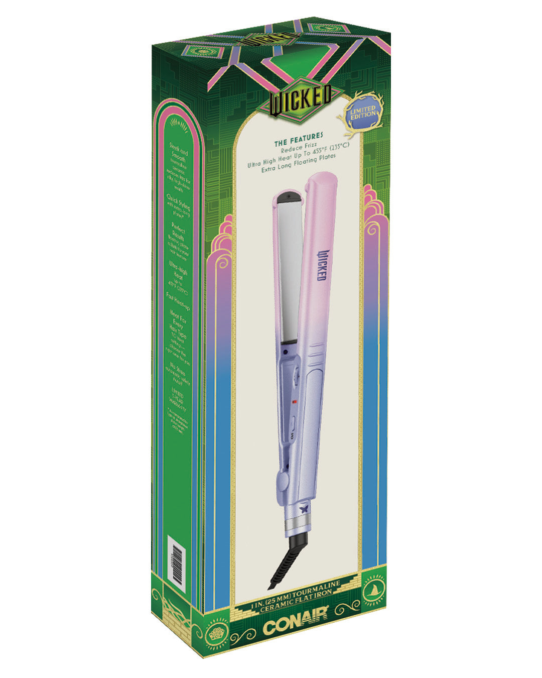 Alaciadora Wicked by Conair Cerámica Turmalina Glinda 1" – Edición Wicked