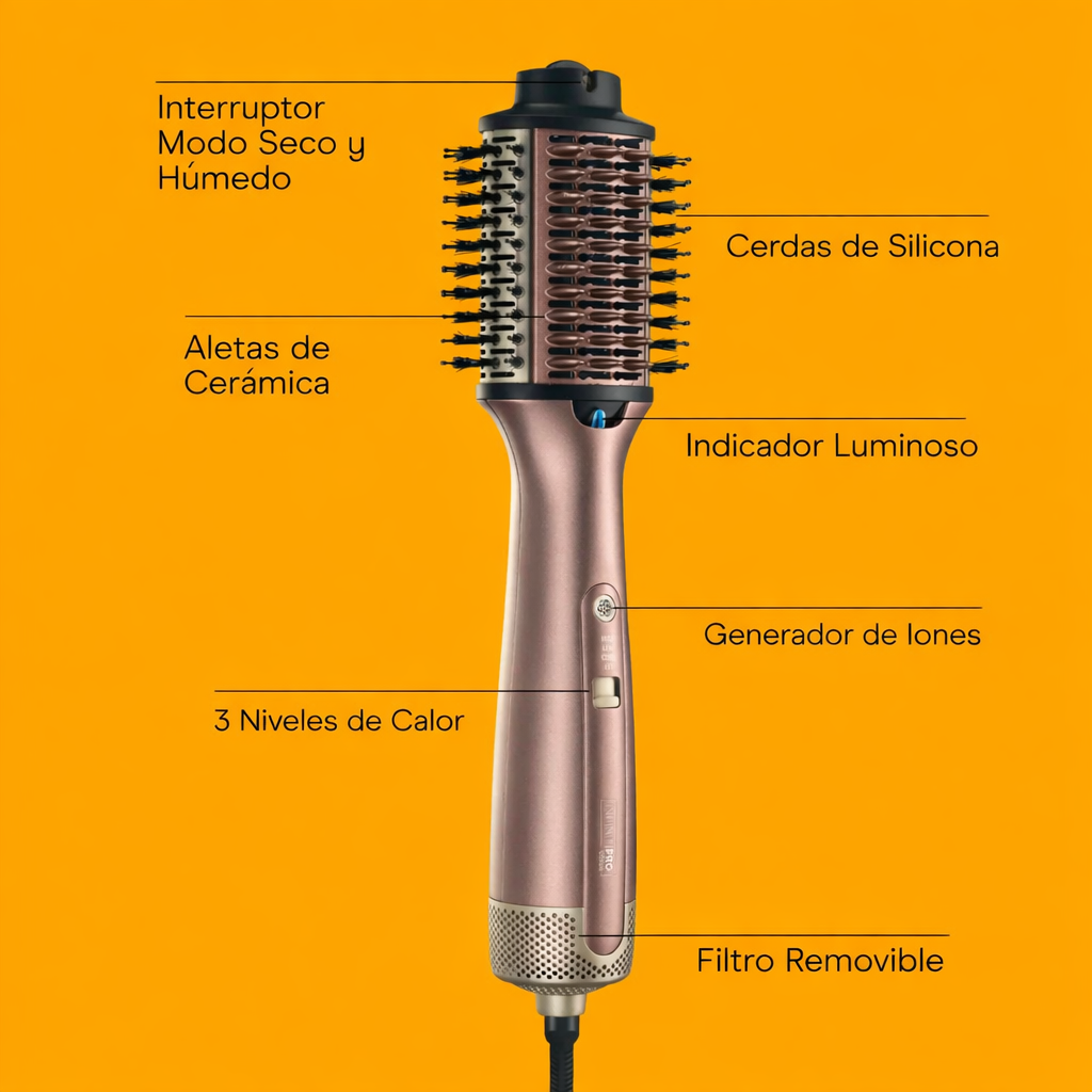 Conair InfinitiPRO Cepillo De Aire 2 en 1 Húmedo- Seco Color Rose Gold