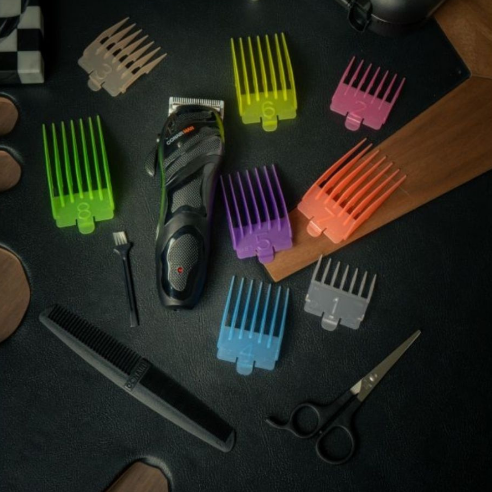 Conair Man Juego De Peluquería Inalámbrico Recargable con 8 Peines en Varios Colores