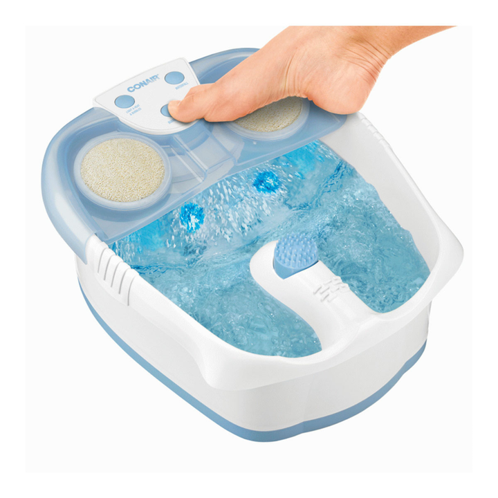 Conair Tina para Pies de Lujo con Luz y Burbujas - Color Blanco con Azul