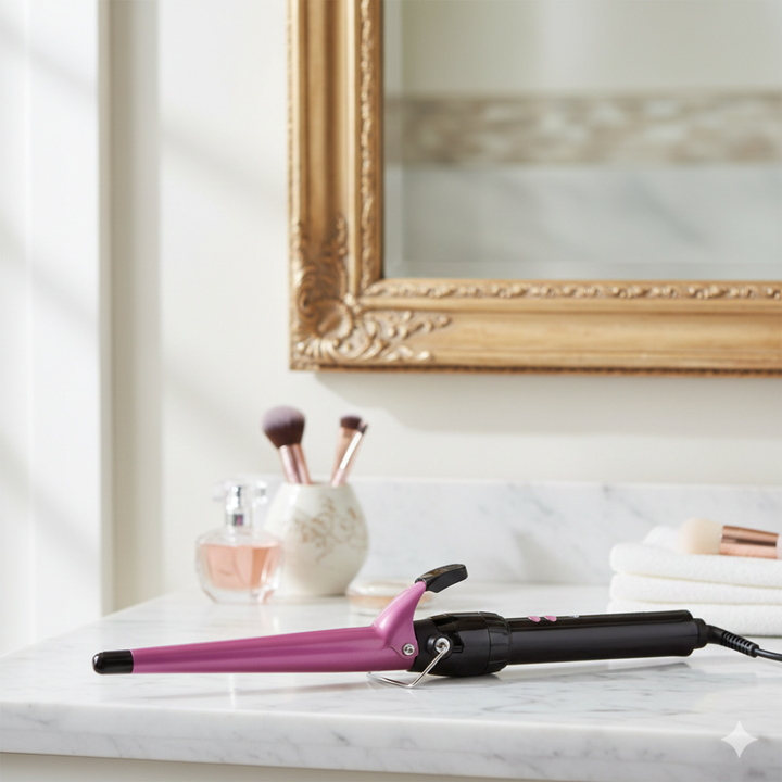 Conair Ferro Rizador Doble Cerámica Cónico 1/2"–1" Color Rosa con Negro