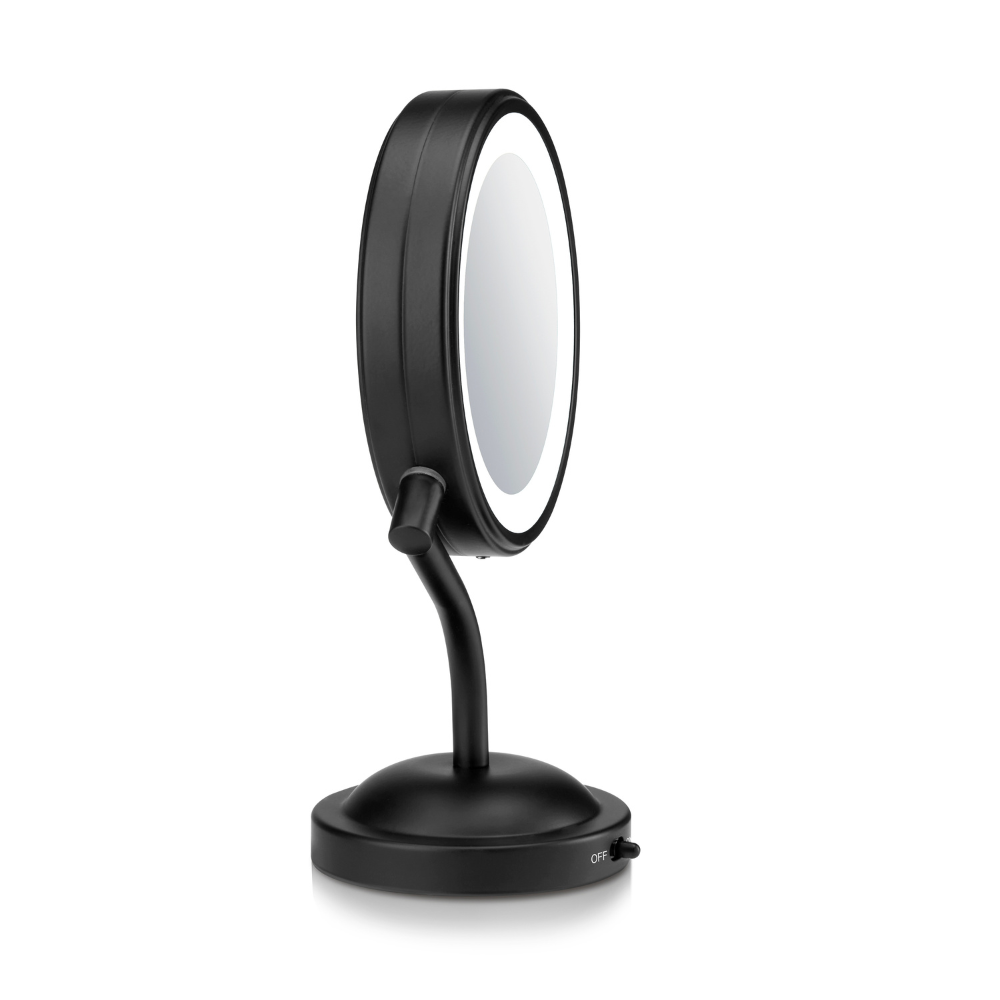 Conair Espejo de Maquillaje con Luz LED y Aumento 1X/5X – Doble cara giratoria 360°