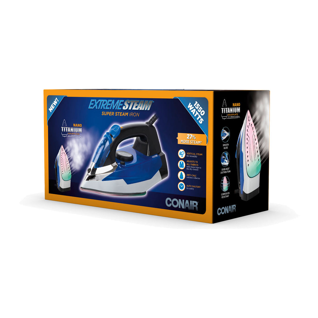 Conair Plancha de Vapor 1550W - Color Azul con Negro