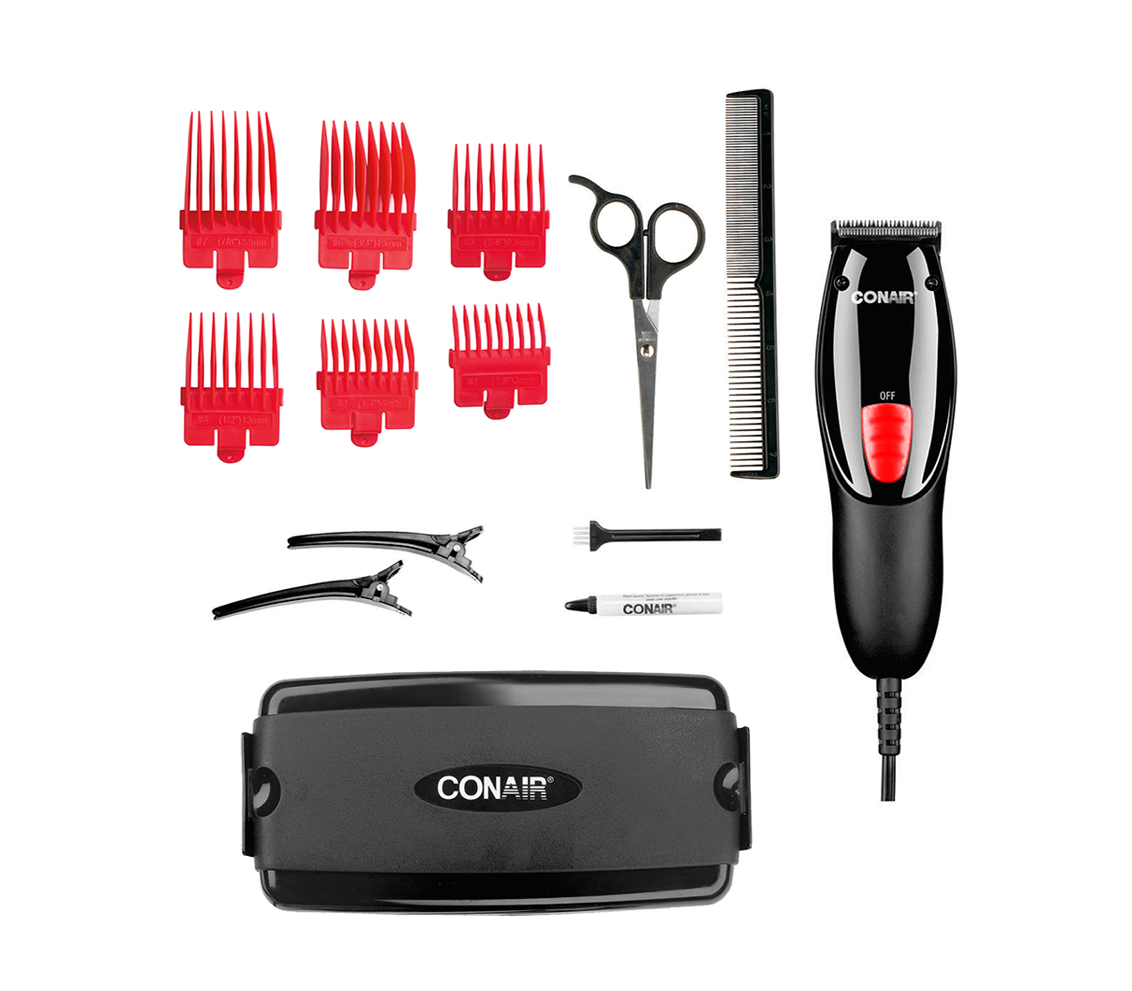 Juego De Peluquería 18 Piezas Color Negro Y Rojo