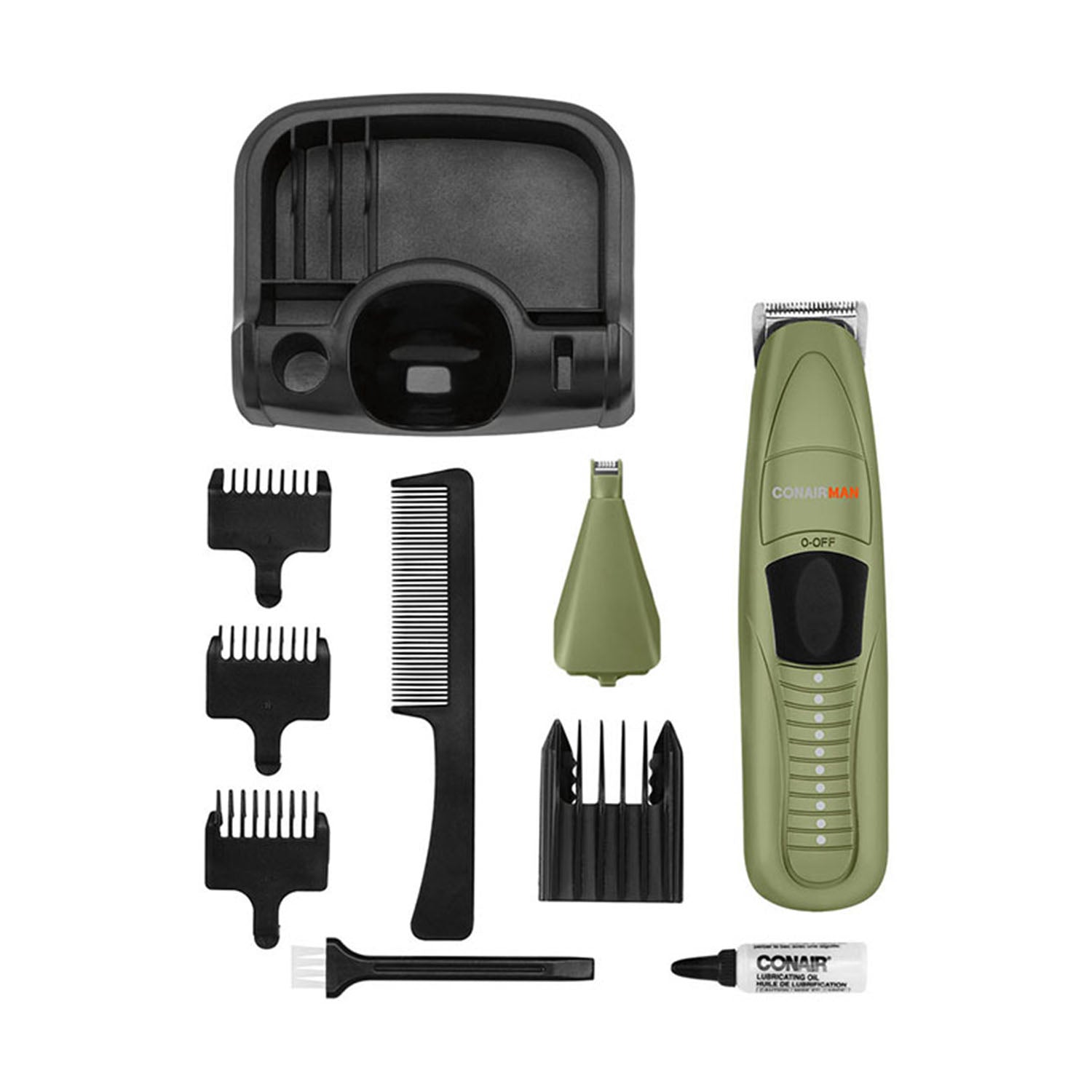 Conair Man Recortadora 3 en 1 para Cabello, Barba y Bigote de 20 Piezas - Color Verde