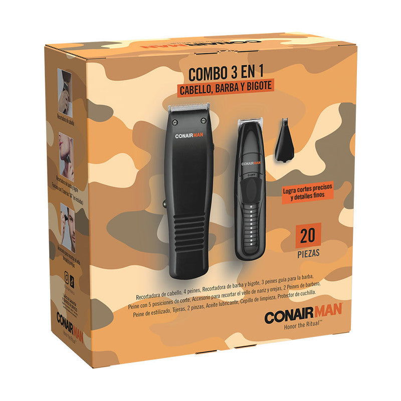 Conair Man Combo 3 en 1 Cabello, Barba y Bigote