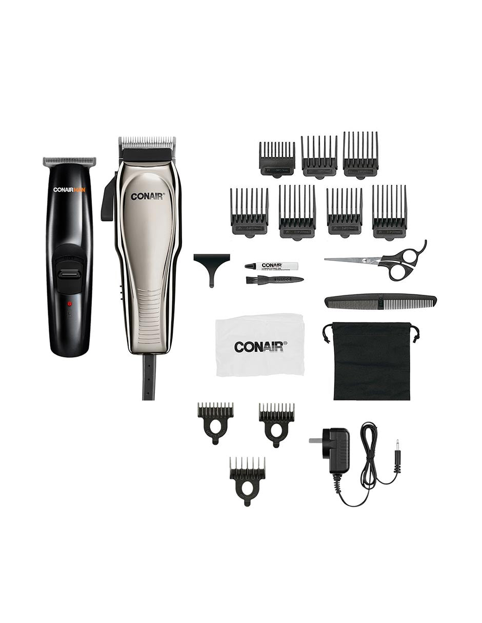 Conair Man Combo Juego de Peluquería + Recortadora para Cabello, Barba y Bigote