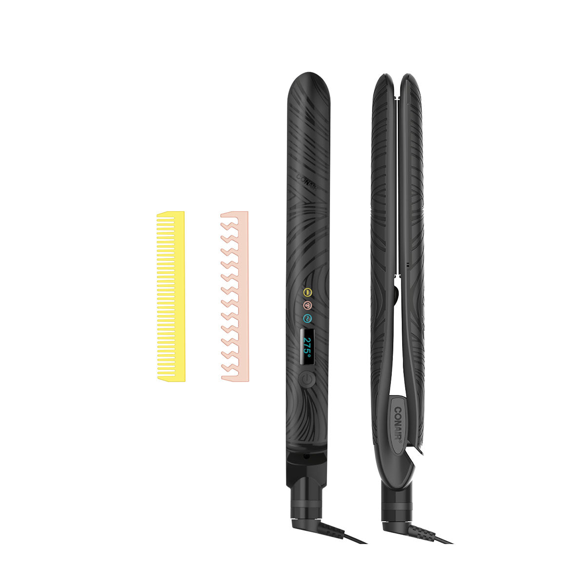 Conair Alaciadora Especial para Cabello Rizado con Peines Guía - Color Negro